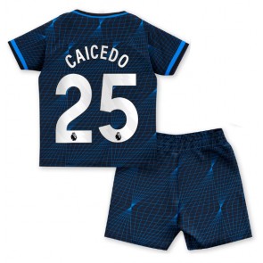 Chelsea Moises Caicedo #25 Koszulka Wyjazdowych Dziecięca 2023-24 Krótki Rękaw (+ Krótkie spodenki)